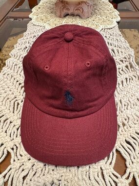 Polo by Ralph Lauren Burgundy Embroidered Pony Baseball Cap NWOT